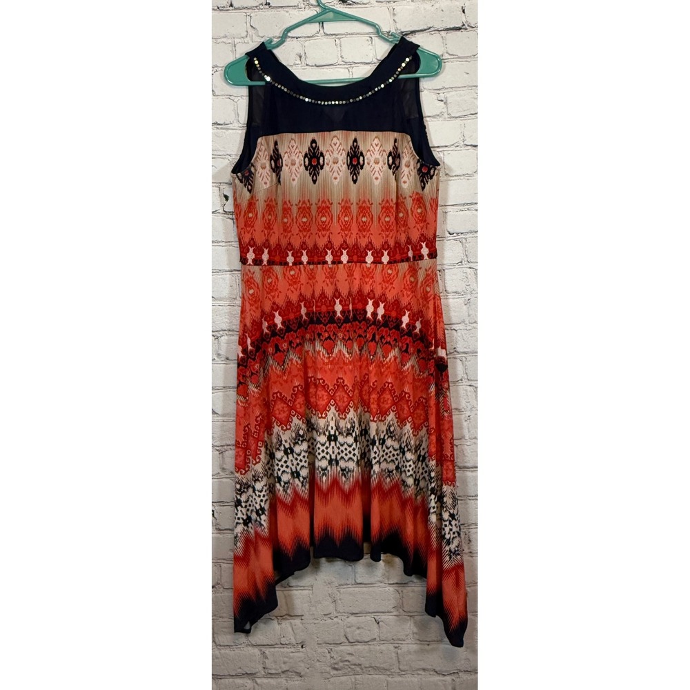 Sandra Darren Dress Sleeveless A-Line Geometric Print Party Dress‎ 12